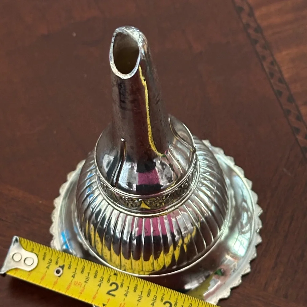 Vintage Silverplate Wine Funnel with Strainer Tudor Rose Pattern 2-Piece Bar